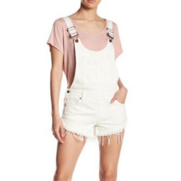 Free People Pants - Free People  Shortall Overall Denim Worn White